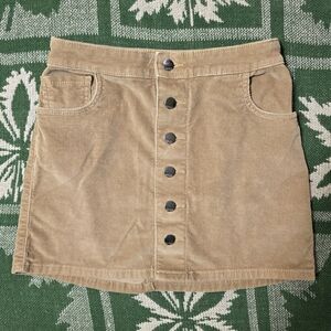 Express Tan Corduroy Mini Skirt with Silver Buttons - 00